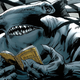 King Shark gets a spot of reading in between missions.